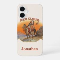 Vintage Cigar Label Art, Red Cloud Indian on Horse