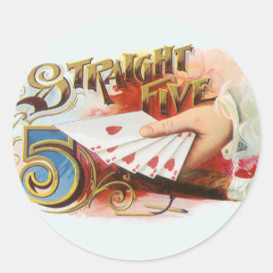 Vintage Cigar Label Art Straight Flush with Hearts