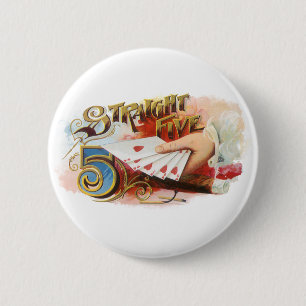 Vintage Cigar Label Art Straight Flush with Hearts 6 Cm Round Badge