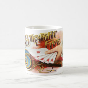 Vintage Cigar Label Art Straight Flush with Hearts Coffee Mug