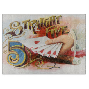 Vintage Cigar Label Art Straight Flush with Hearts Cutting Board