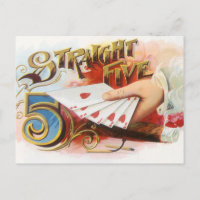 Vintage Cigar Label Art Straight Flush with Hearts