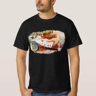 Vintage Cigar Label Art Straight Flush with Hearts T-Shirt