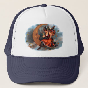 Vintage Cigar Label Art, Victorian Fairy on Moon Trucker Hat