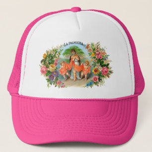 Vintage Cigar Label La Palmiera, Woman with Angels Trucker Hat