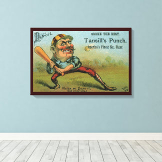 Vintage Cigar Label, Sports Baseball Tansill Punch Canvas Print