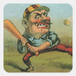 Vintage Cigar Label, Sports Baseball Tansill Punch Square Sticker