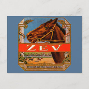 Vintage Cigar Label, Zev Race Horses Brown Colt Postcard