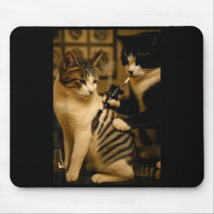 Vintage Cigarette Cat Smoking Tattoo Inked Artist Mouse Mat