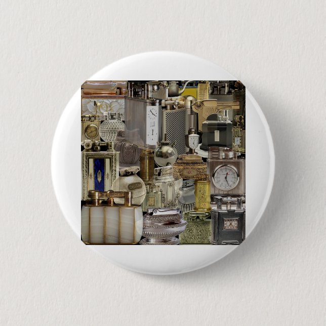 vintage cigarette lighters 6 cm round badge (Front)