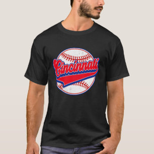 Vintage Cincinnati Cityscape Baseball Player and T-Shirt