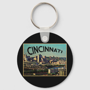 Vintage Cincinnati Skyline Key Ring
