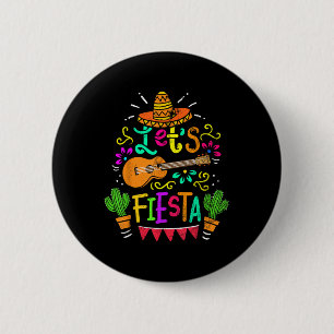 Vintage Cinco De Mayo Cactus Sombrero Guitar 6 Cm Round Badge