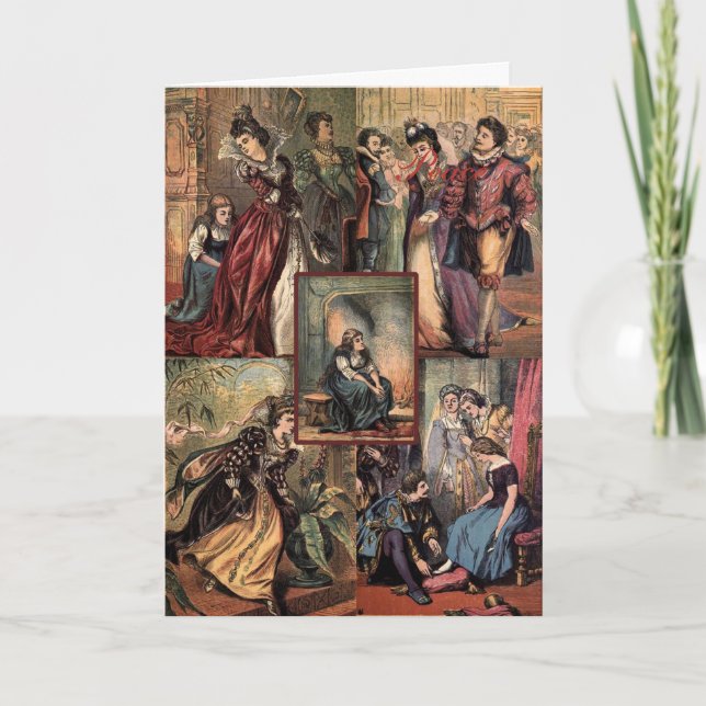 Vintage Cinderella Christmas Montage Holiday Card (Front)