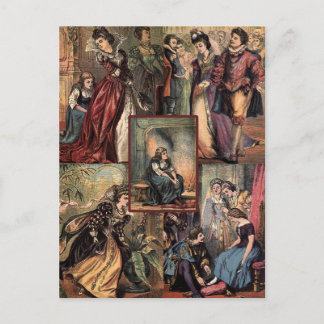 Vintage Cinderella Christmas Montage Holiday Postcard