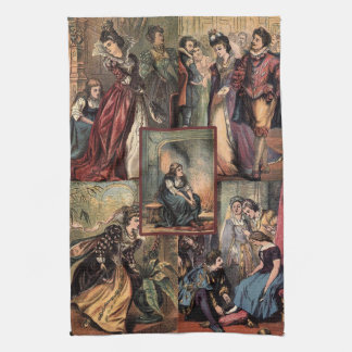 Vintage Cinderella Christmas Montage Tea Towel