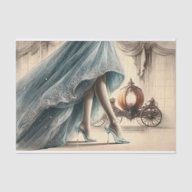 Vintage Cinderella Gown & Glass Slipper Decoupage  Tissue Paper (Front)