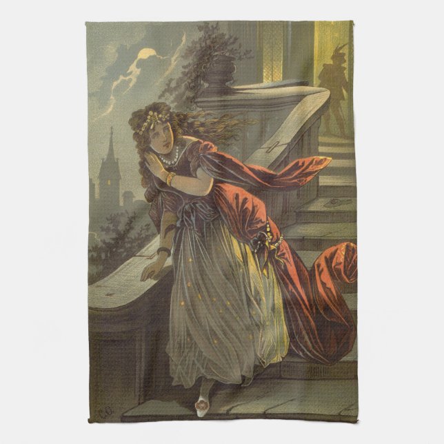 Vintage Cinderella, Victorian Fairy Tales Tea Towel (Vertical)