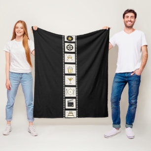 Vintage Cinema Film Strip Table Runner Fleece Blanket