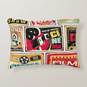 Vintage cinema tin signs collection. Movie industr Decorative Cushion