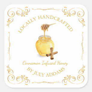 Vintage Cinnamon Infused Honey Square Label