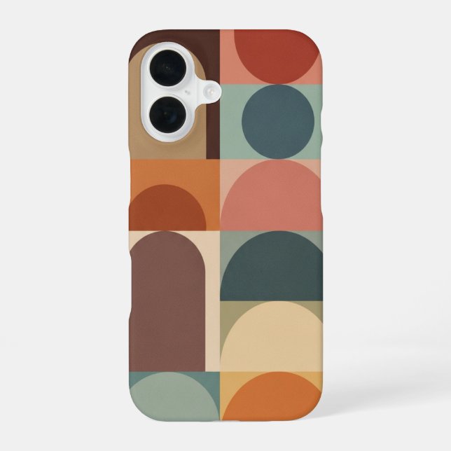 Vintage Circle-Arc Stacking iPhone 16 Case (Back)