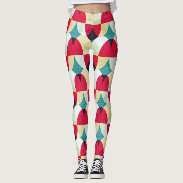 Vintage circle, seamless abstract pattern. leggings (Front)