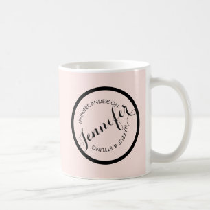 Vintage Circle Stamp Logo Makeup and Beauty Pink Coffee Mug