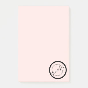 Vintage Circle Stamp Logo Makeup and Beauty Pink Post-it Notes