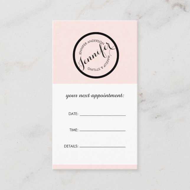 Vintage Circle Stamp Logo Pink Appointment Card (Front)