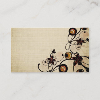 Vintage circles and black flowers Business Card