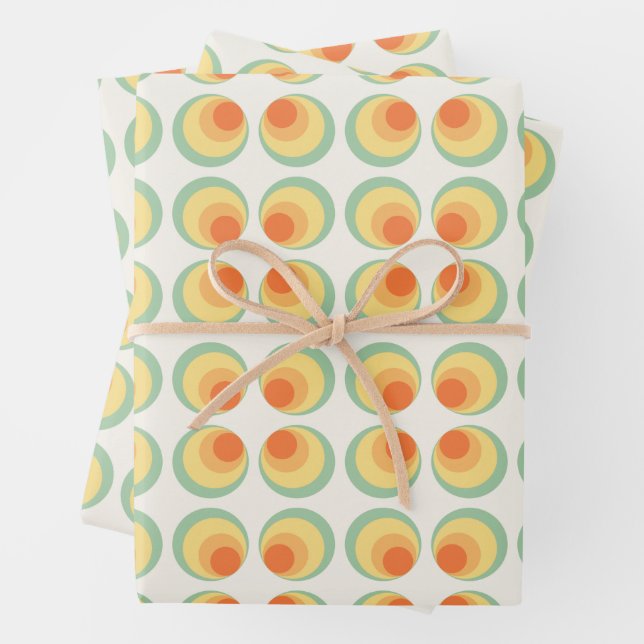 Vintage circles pattern wrapping paper sheet (In situ)