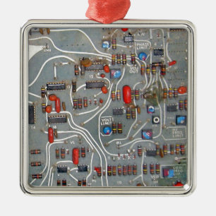 Vintage Circuit Board Electronics Metal Tree Decoration