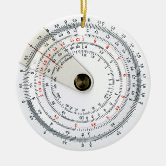Vintage Circular Slide Rule Photograph Ceramic Tree Decoration