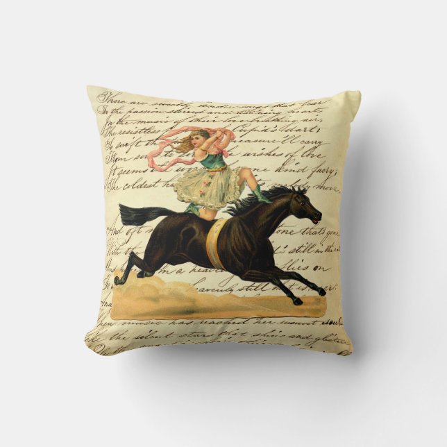 Vintage Circus Acrobat Girl Cushion (Front)