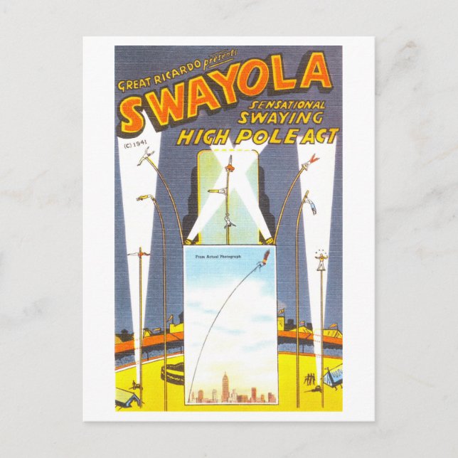 Vintage Circus Advertisement: High Pole Act Postcard (Front)