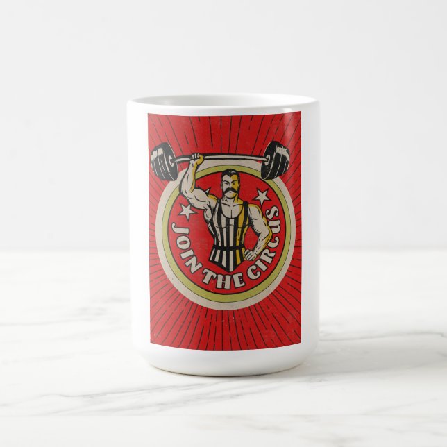 Vintage Circus Advertisement Strongman Coffee Mug (Center)