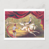 Vintage Circus Advertising Lithograph with Horses