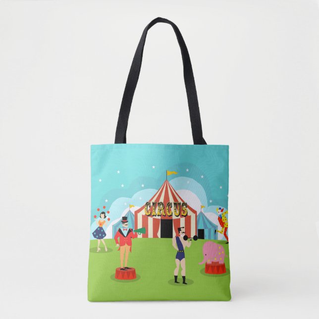Vintage Circus All-Over Print Tote Bag (Front)