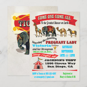 Vintage Circus Animals Baby Shower Invitations