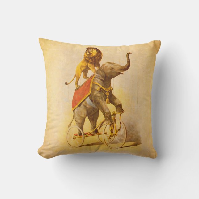 Vintage Circus Art Throw Pillow (Front)