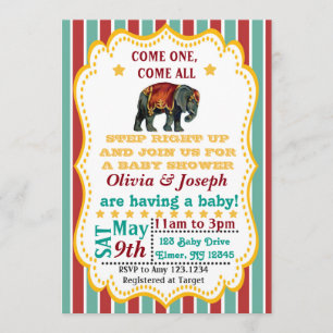 Vintage Circus Baby Shower Invitation