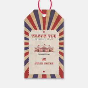 Vintage Circus Baby Shower Red Carnival Theme Gift Tags