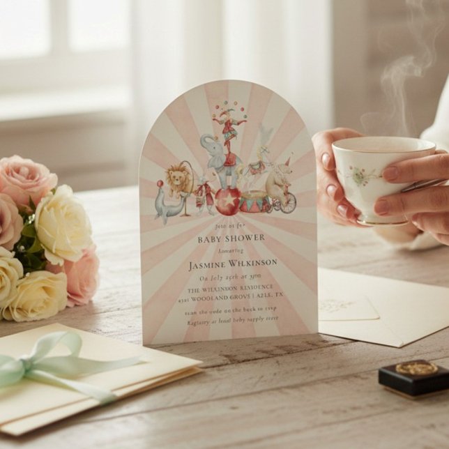 Vintage Circus Baby Shower with qr code Invitation (Creator Uploaded)