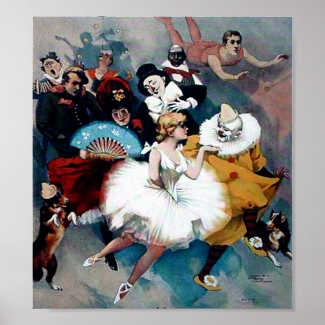 Vintage Circus Ballerina Clown poster (Front)
