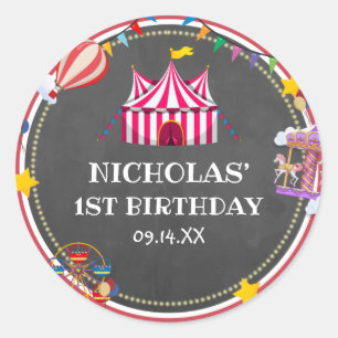 Vintage Circus Balloon Come One Come All Birthday Classic Round Sticker