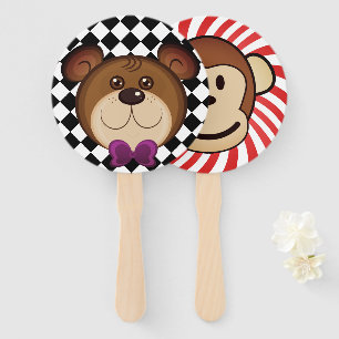 Vintage Circus Bear and Monkey Fans