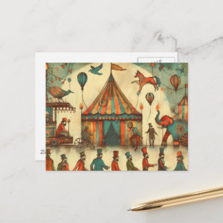 Vintage Circus Big Top Collage Postcard