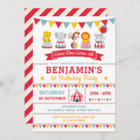 Vintage Circus Birthday Carnival Baby Animals