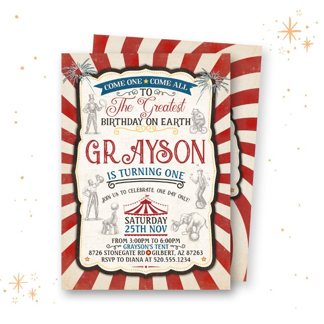 Vintage Circus Birthday Invitation (Creator Uploaded)